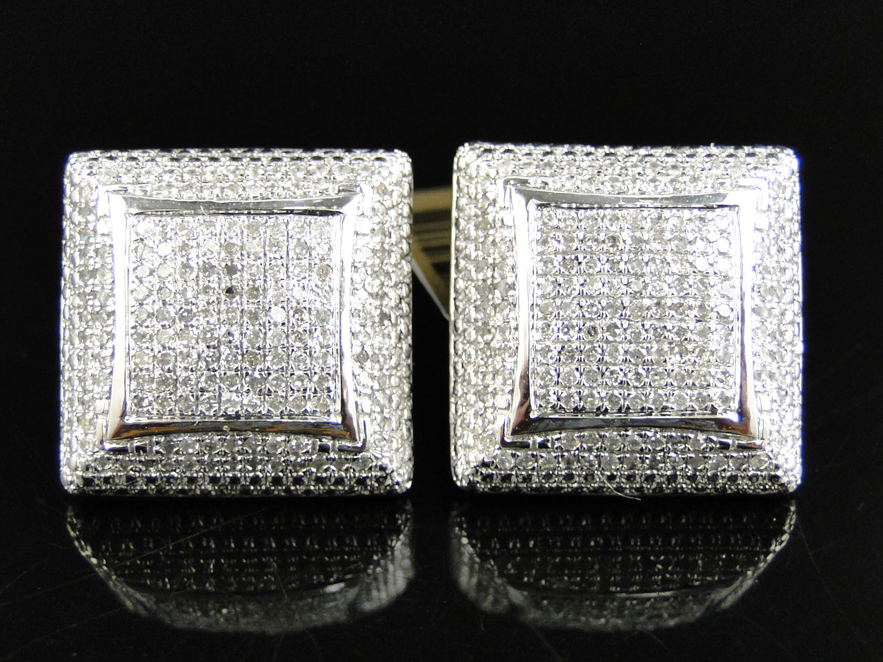 White Diamond 17 MM Kite Earring set in 10k White Gold (1.75 Ct)