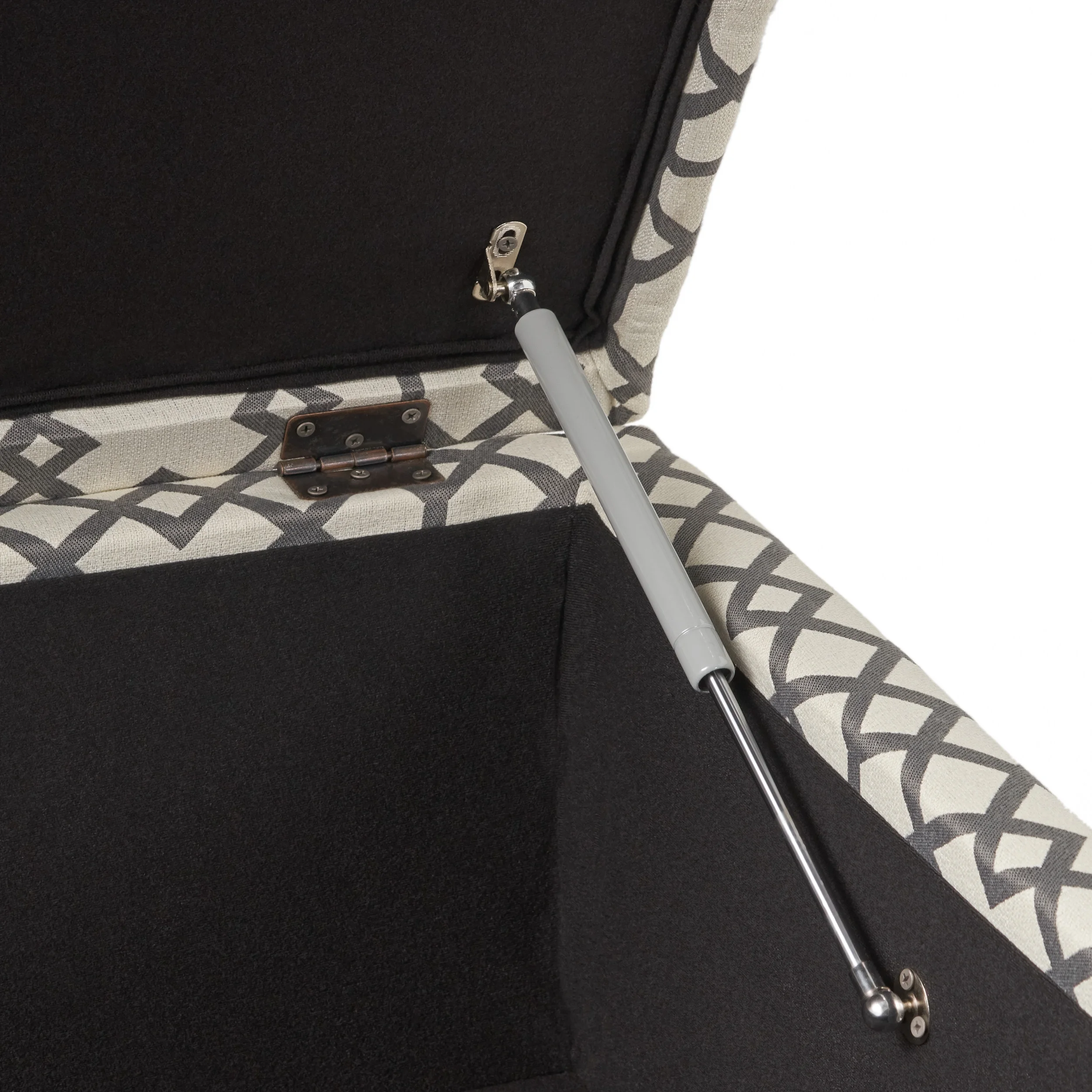 Noble House Bessley Square Lift Top Ottoman, Grey Geometric