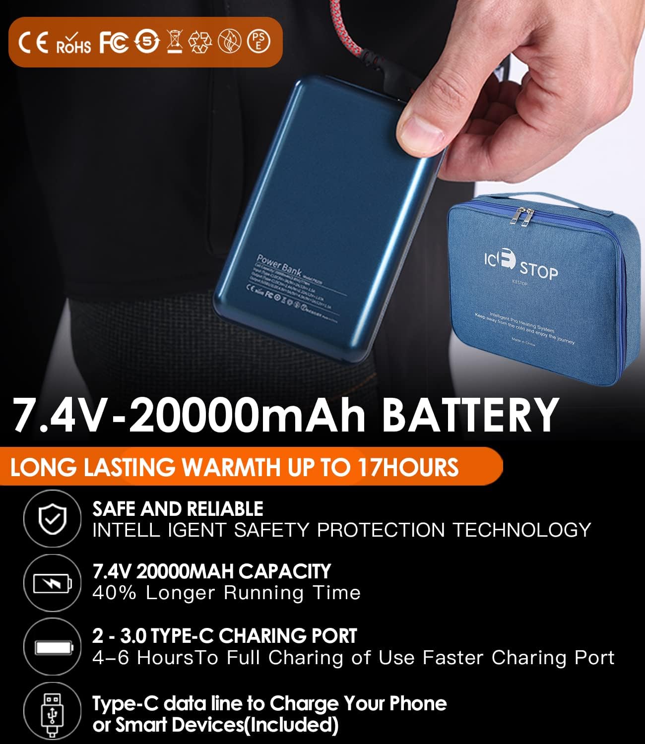 2022 Heated Pants with 20000mAh Battery Pack Electric Heated Snow Hiking Pants Winter Softshell Outdoor Trousers