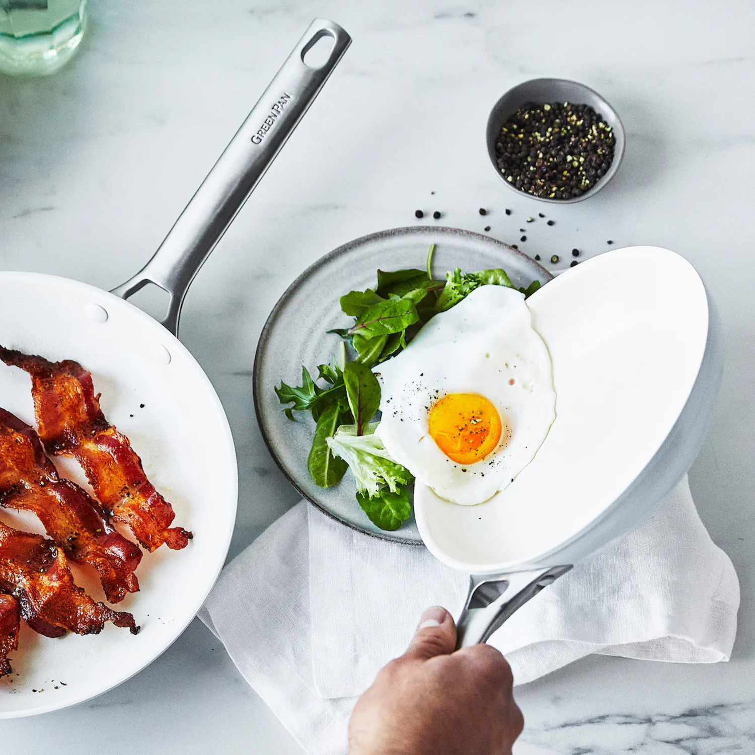 GreenPan Padova Healthy Ceramic Non-Stick 2-Piece Open Frypan Set, 8 and 10-Inch, Light Blue