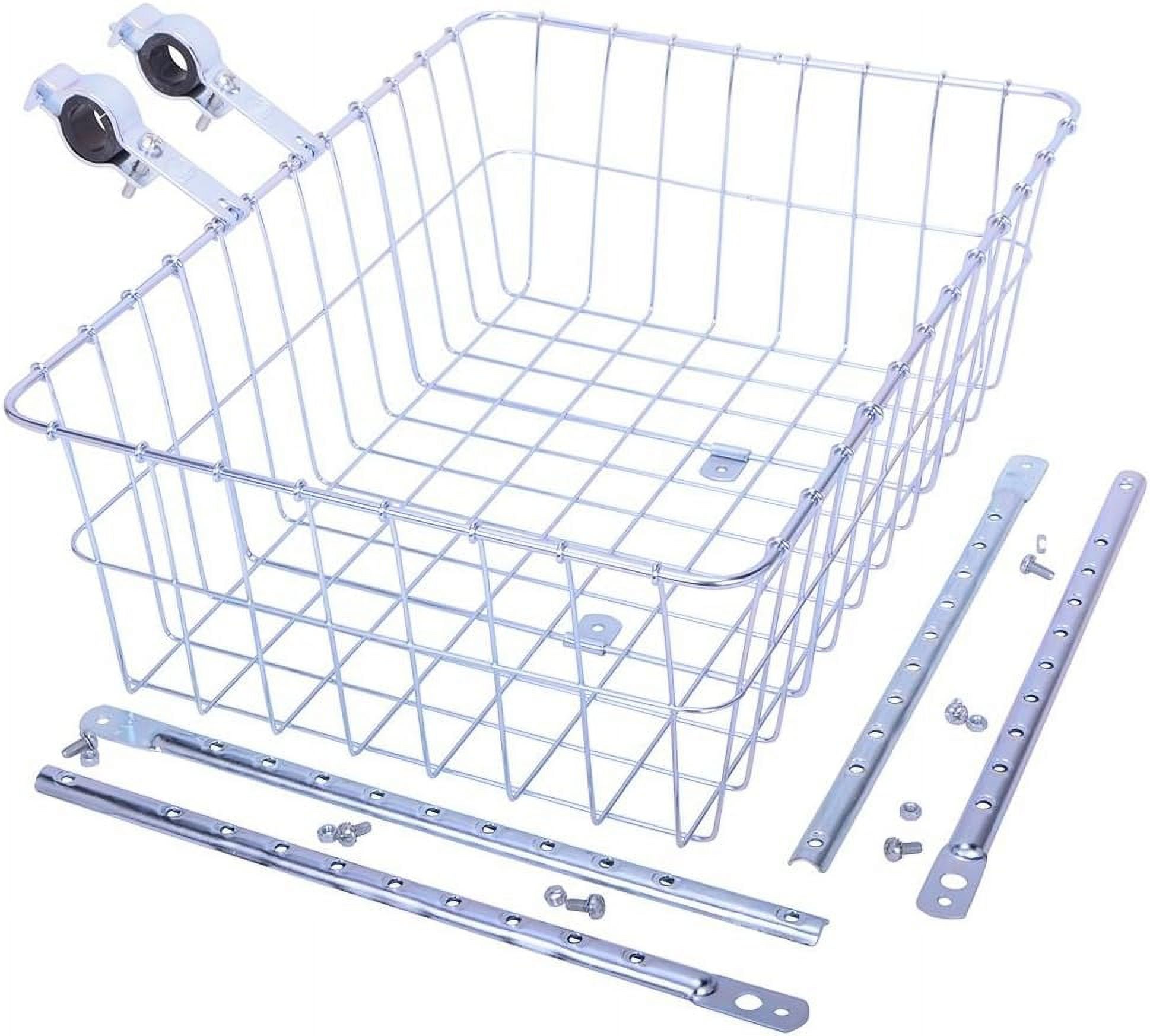 1392 Standard Large Front Handlebar Bike Basket (Silver)