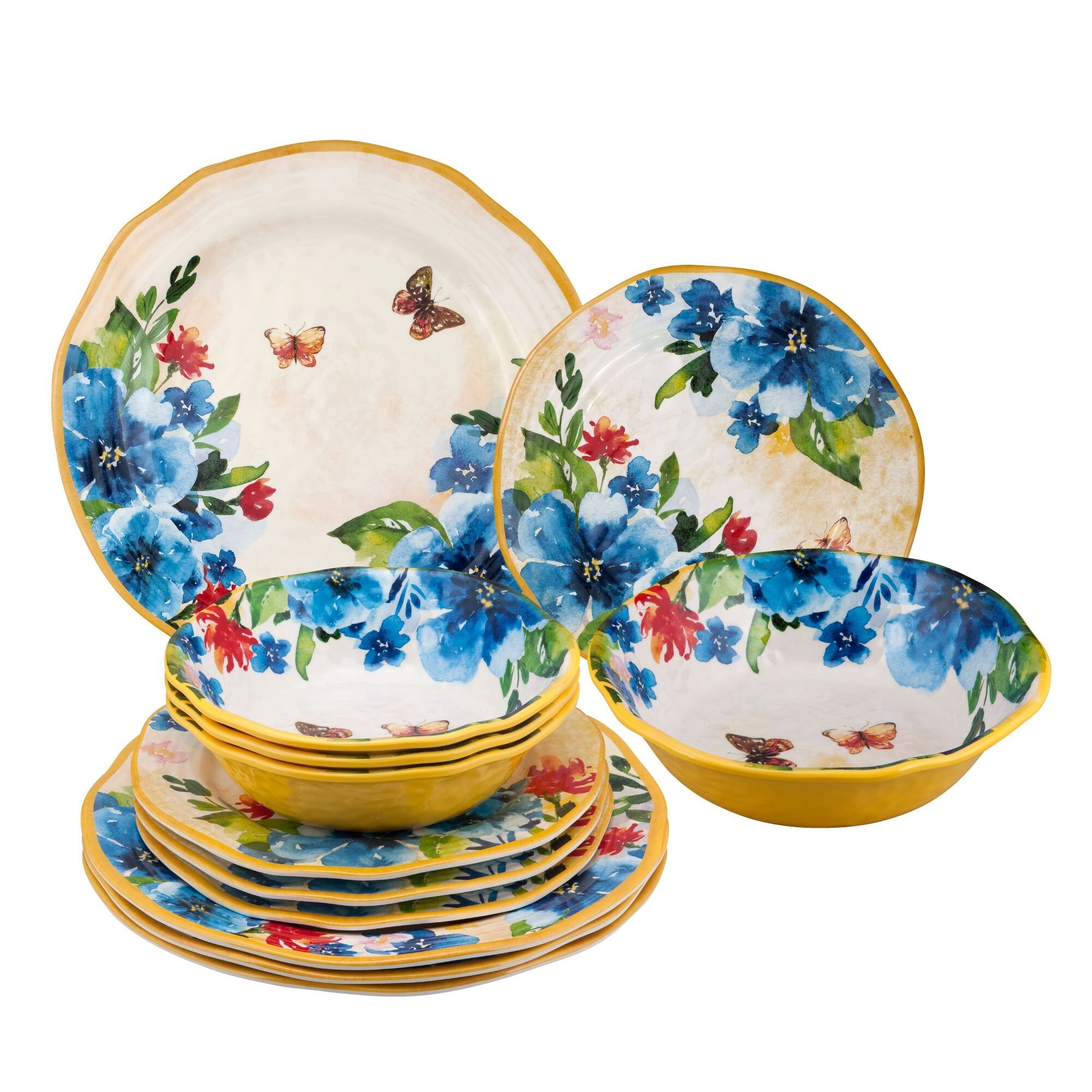 UPware 12-Piece Butterfly Melamine Dinnerware Set