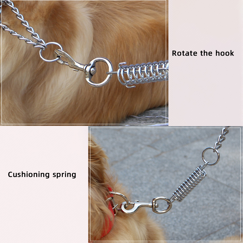 Dog Leash Dog Chain Leash Chew Proof Dog Leash 4.6ft Heavy Duty Dog Leashes Metal Pet Chain Lead with Soft Rope Handle for Medium Large Dogs Black/Red - M