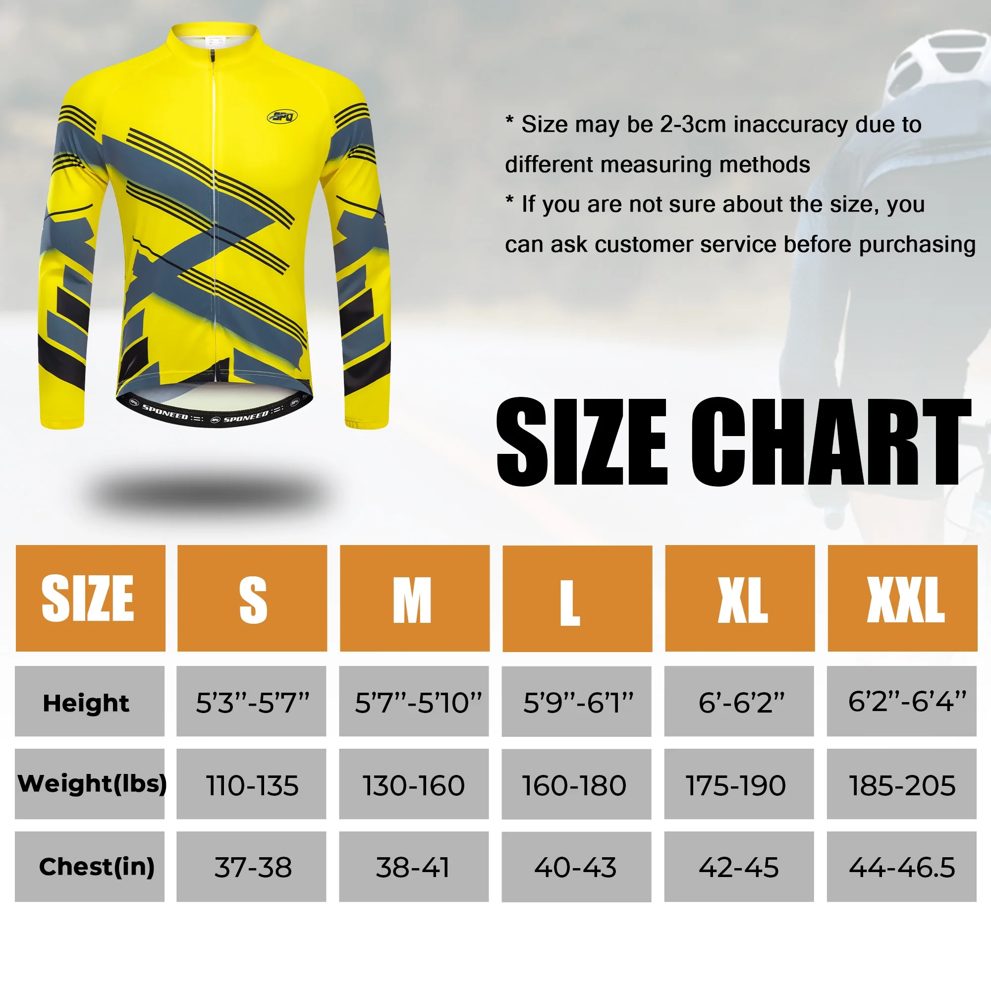 Sponeed Men's Cycling Jersey Cold Weather Long Sleeve Biking Shirts Thermal Bicycle Jacket Biker Gear Yellow L