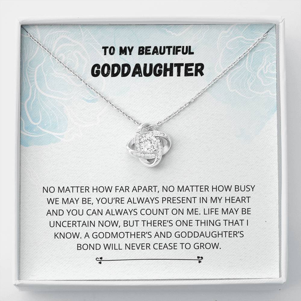 Goddaughter Gifts from Godmother- Baptism Love Knot Necklace