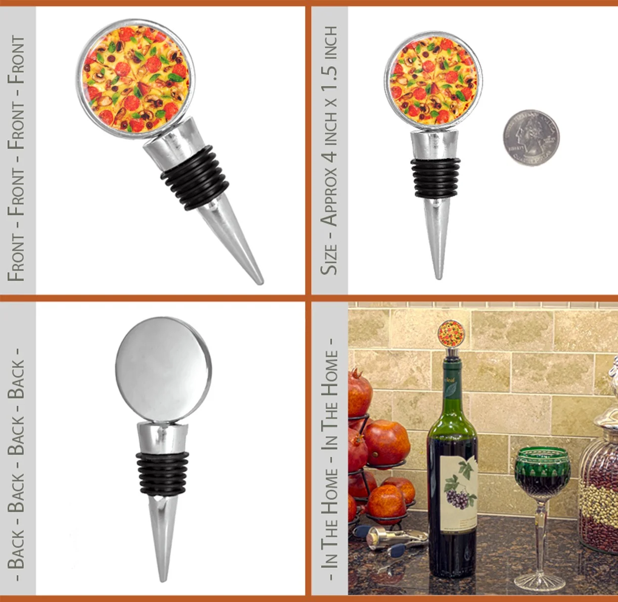 Photograph of Supreme Pizza Close Up Wine Stopper