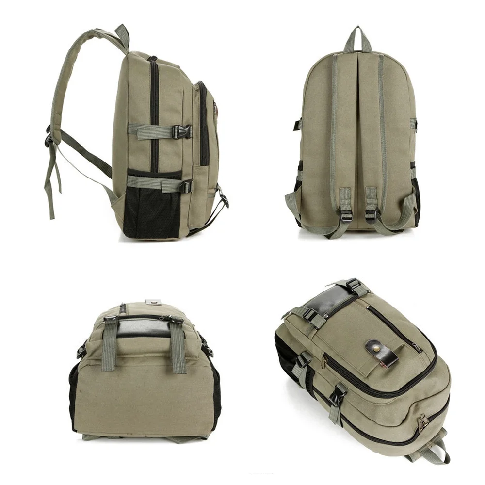 Gecheer Portable  for Men Travel Daypack Canvas Large Capacity Storage Bag School Bookbag for Camping Hiking Cycling Business School