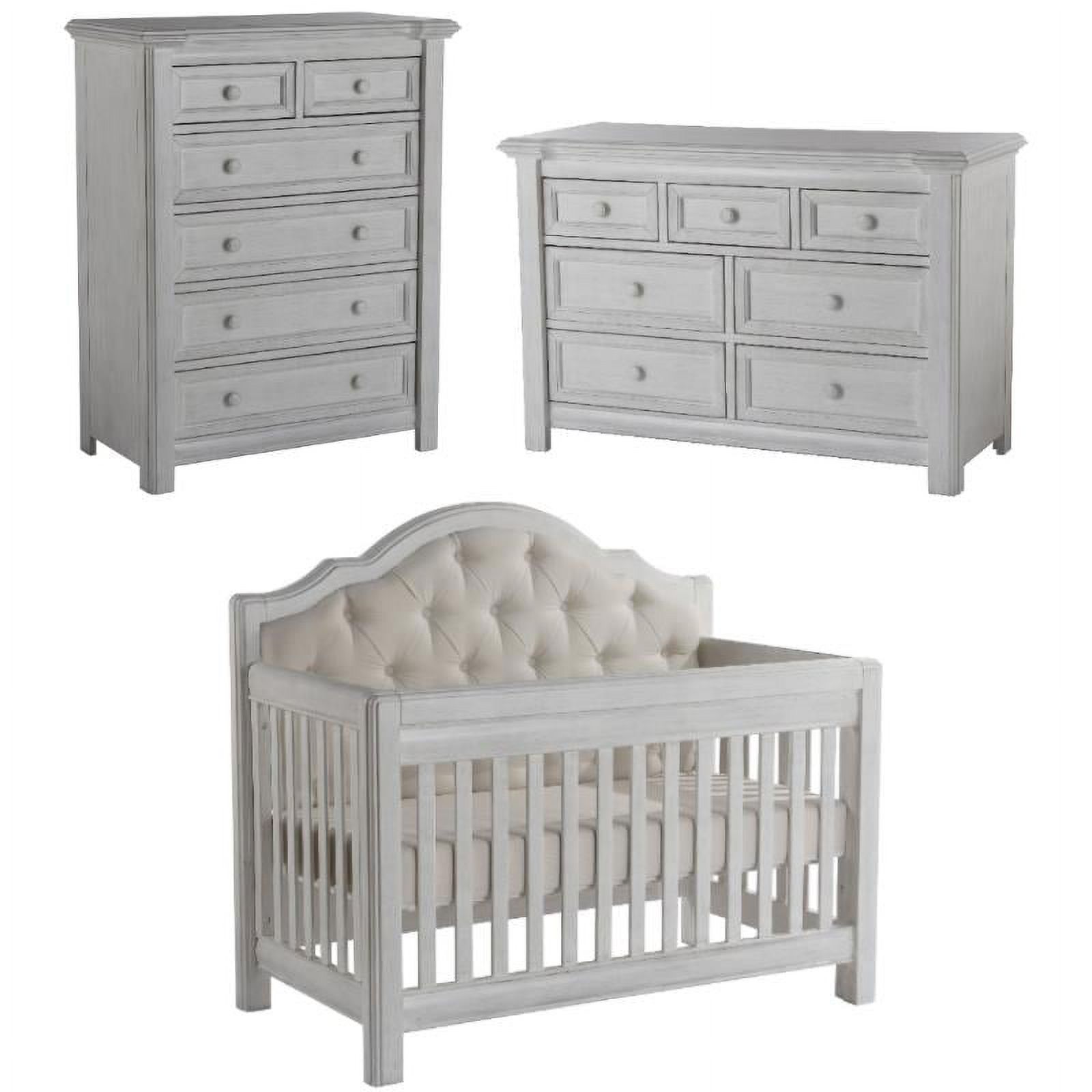 Home Square 3-Piece Set with Panel Crib & Dresser & 5-Drawer Dresser