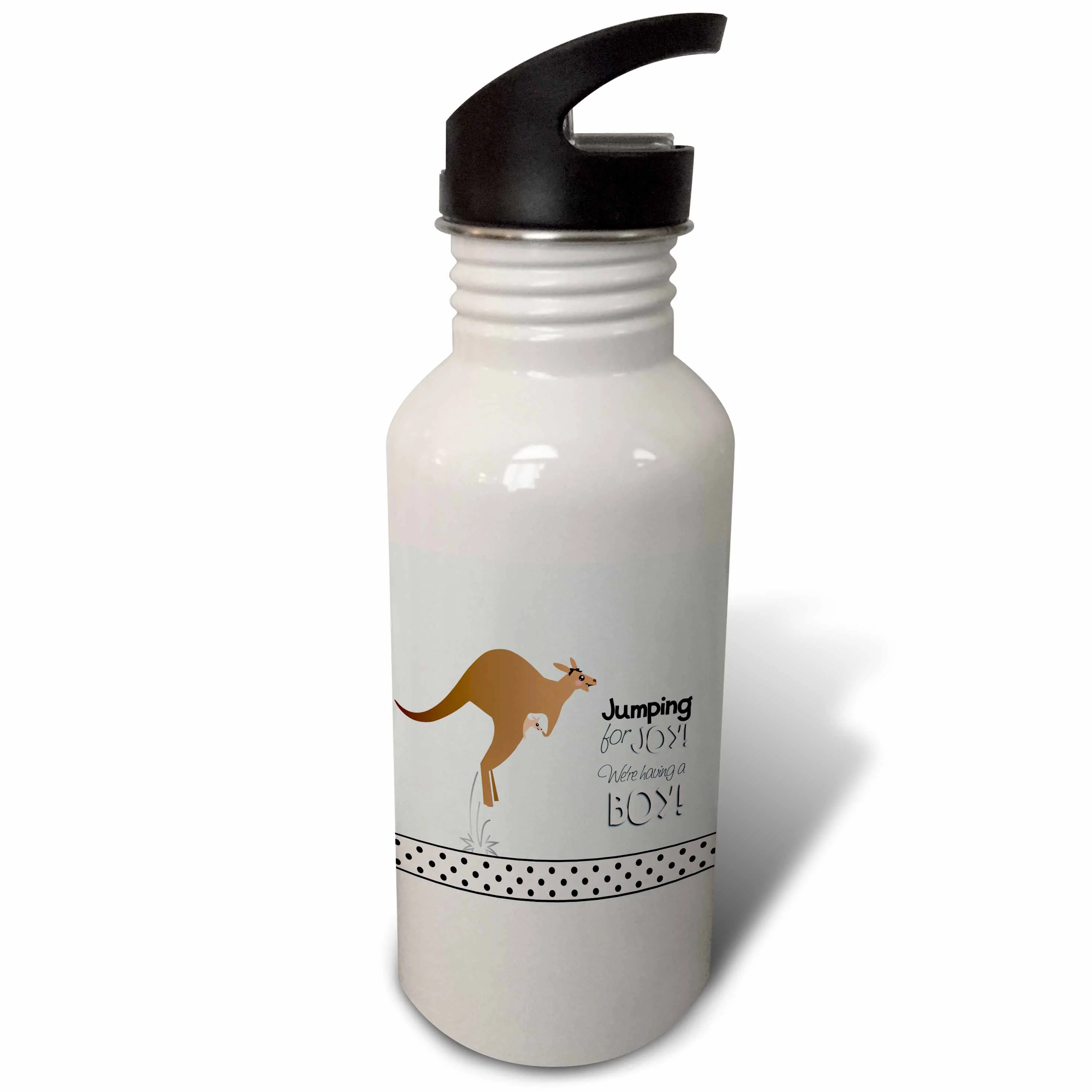 Jumping for joy having a boy - cute kangaroo blue baby shower pregnancy birth its a boy announcement 21 oz Sports Water Bottle wb-120296-1