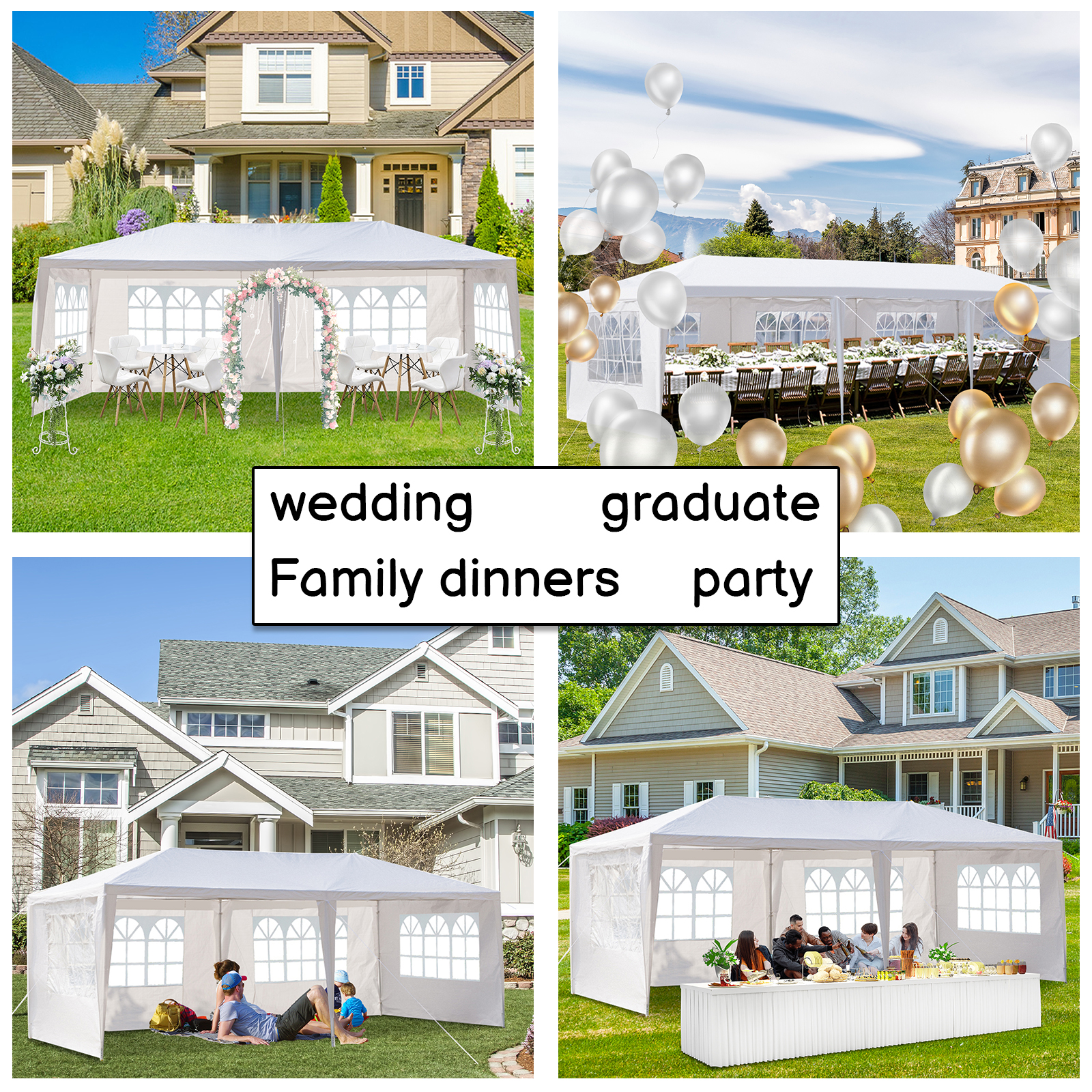 Ktaxon Wedding Party Tent Canopy Tent for Party Bbq 10x20ft 4 Sides White