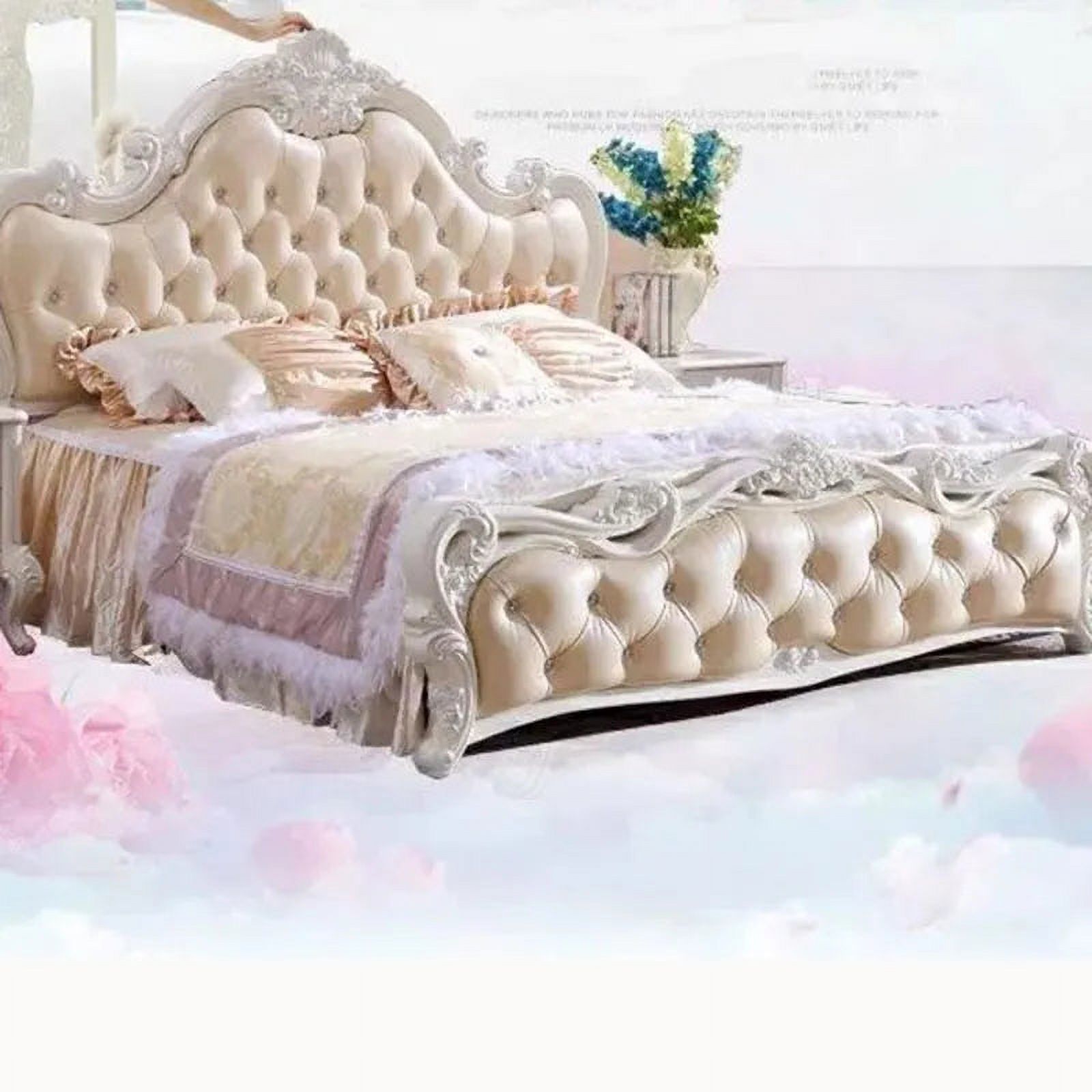 Queen Luxury Bedroom Bed Aesthetic Organizer Modern Salon Twin Bed Wood Genuine Leather Letto Matrimoniale Home Furniture