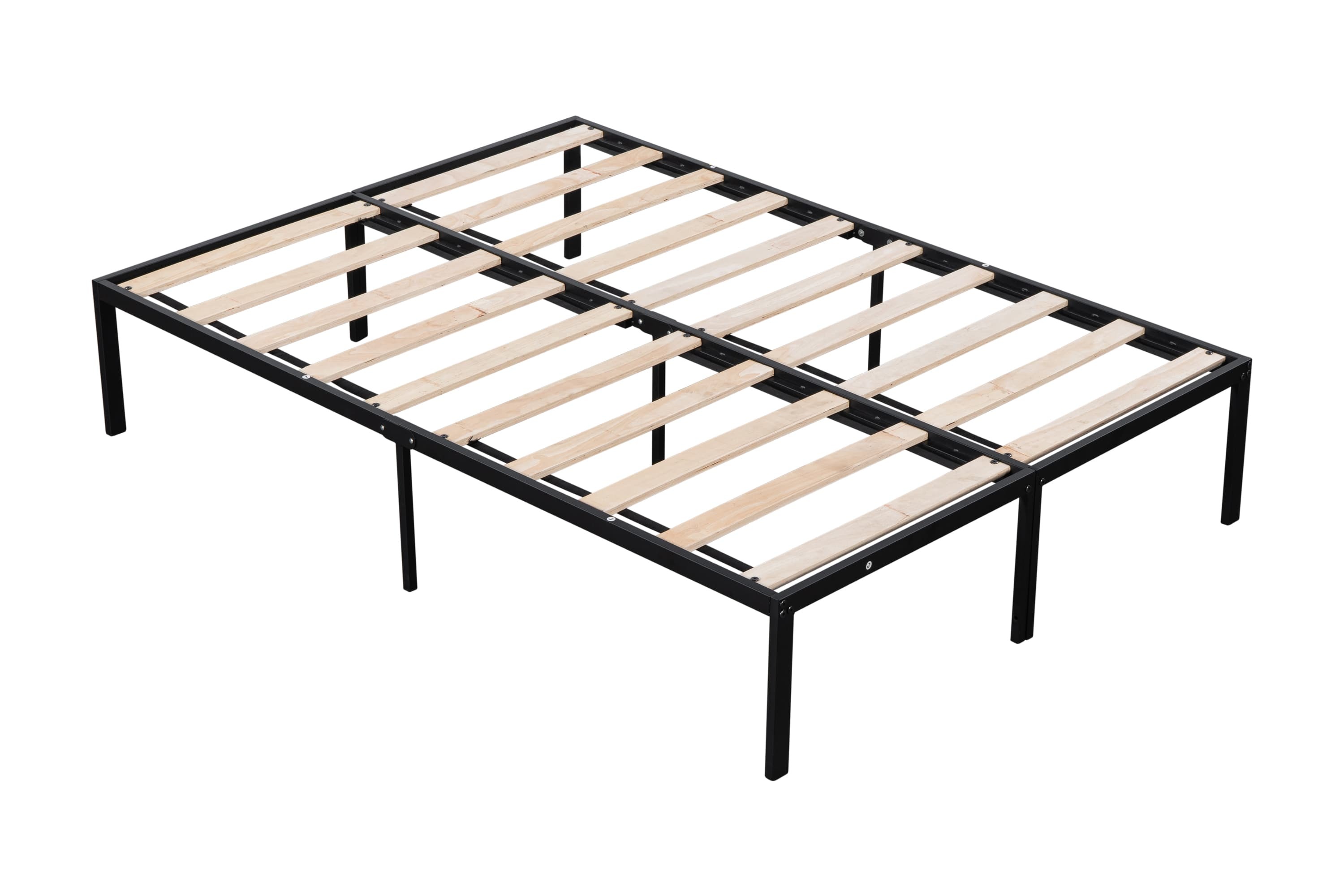 SogesPower Metal Full Size Bed Frame with Wood Slats/ Heavy duty & Sturdy Metal Bed Frame/ Noise-free Wood Slats/ Quick Assembly/ No Box Spring Needed