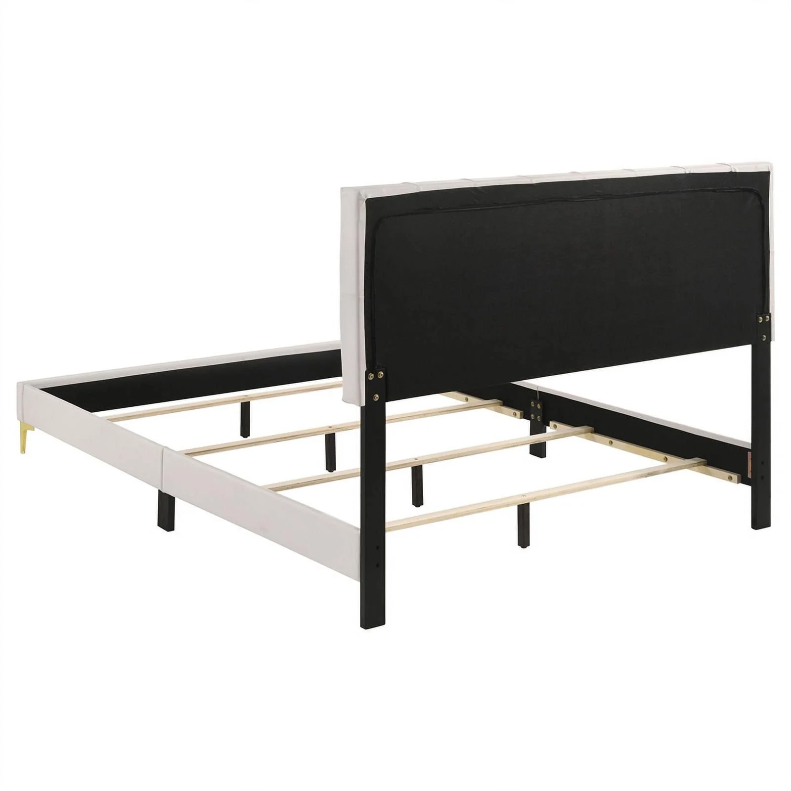 Maklaine Modern 4-piece Wood Queen Bedroom Set in White and Gold
