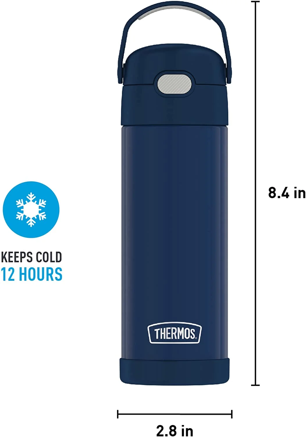 Thermos® Stainless Steel Funtainer Water Bottle With Spout, 16 Oz, Navy Blue