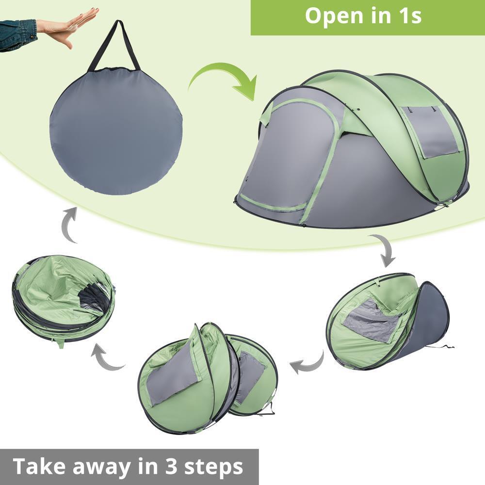 4 Person Pop Up Camping Tent, Waterproof Automatic Setup Instant Family Tents