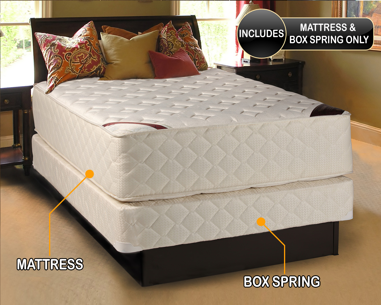 Highlight Luxury Firm Twin Size Mattress Set with Metal Bed Frame - Spine Support, Innerspring Coils, Premium Edge Guards, Longlasting Comfort by Dream Solutions USA