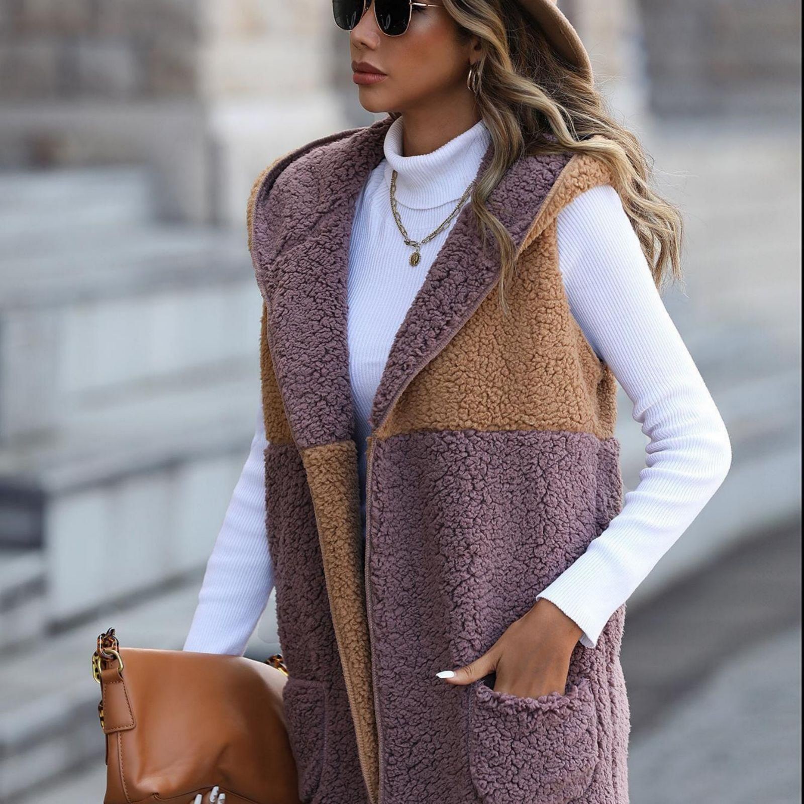 WILLBEST Black Cardigan for Women Women's Long Fashionable Rocking Fleece Jacket Vest Autumn and Winter Warm Coat Liner Womens Cardigan Sweaters