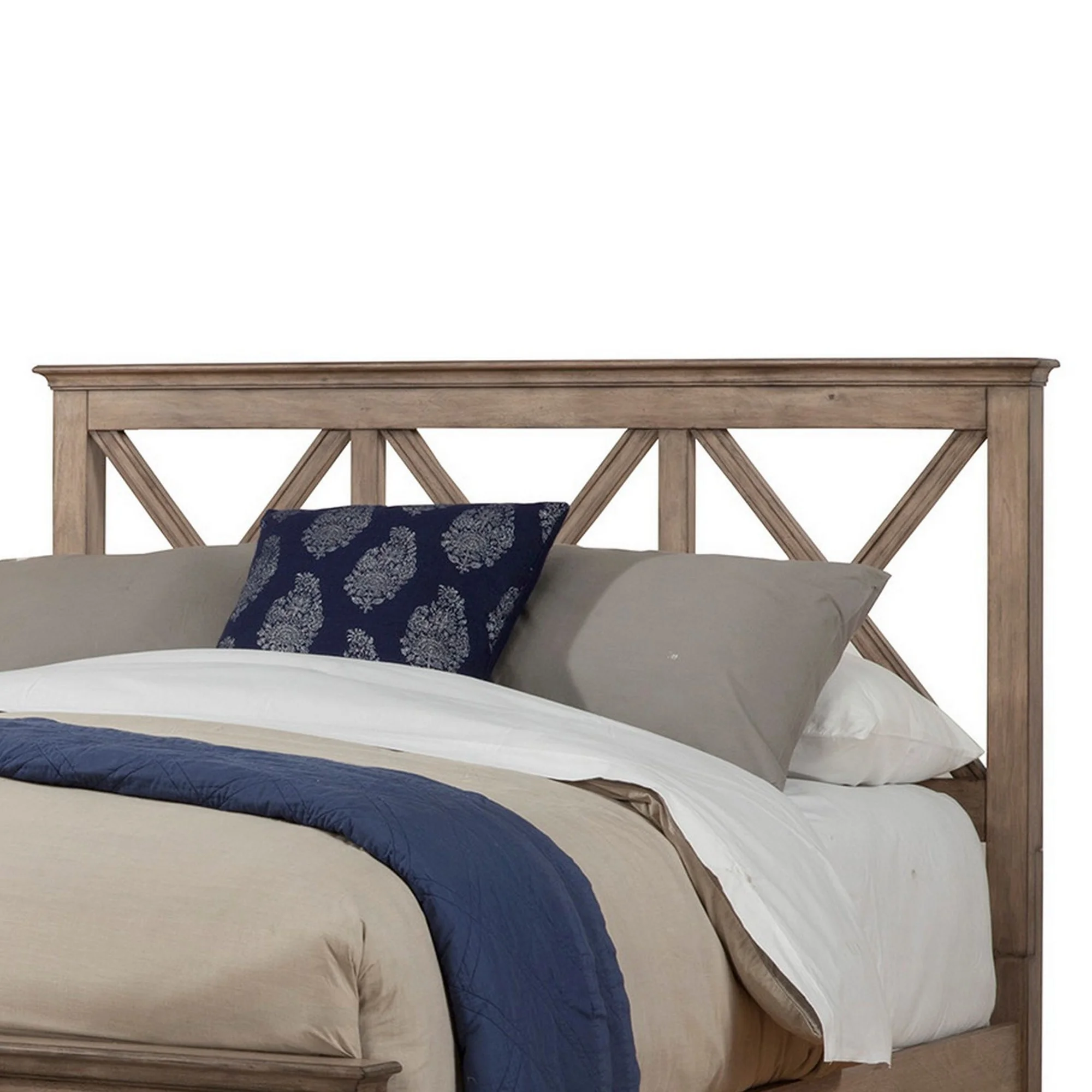 Pixi Full Size Panel Bed, Natural Brown Mahogany, Crossbuck Headboard - Saltoro Sherpi