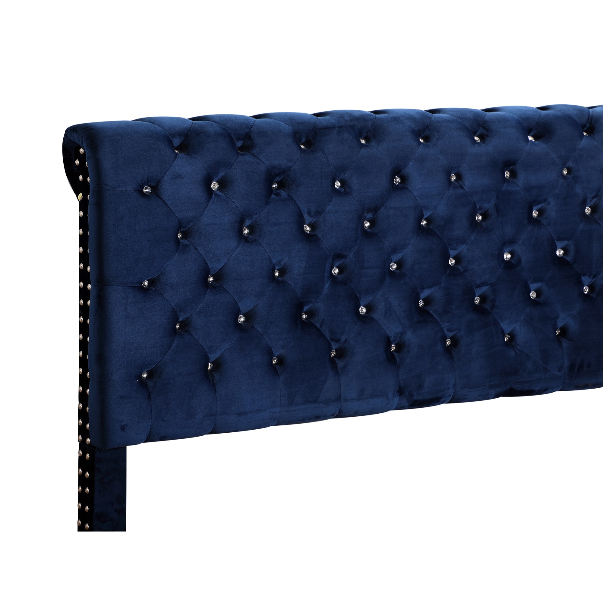 Passion Furniture Maxx Navy Blue Tufted Upholstered Full Panel Bed