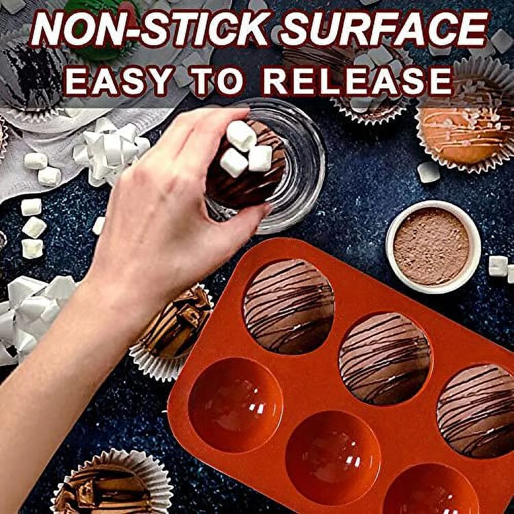 Lerykin 6 Holes Medium Semi Sphere Silicone Molds, 3 Packs Half Sphere Silicone Baking Molds for Making Chocolate, Cake, Jelly, Dome Mousse