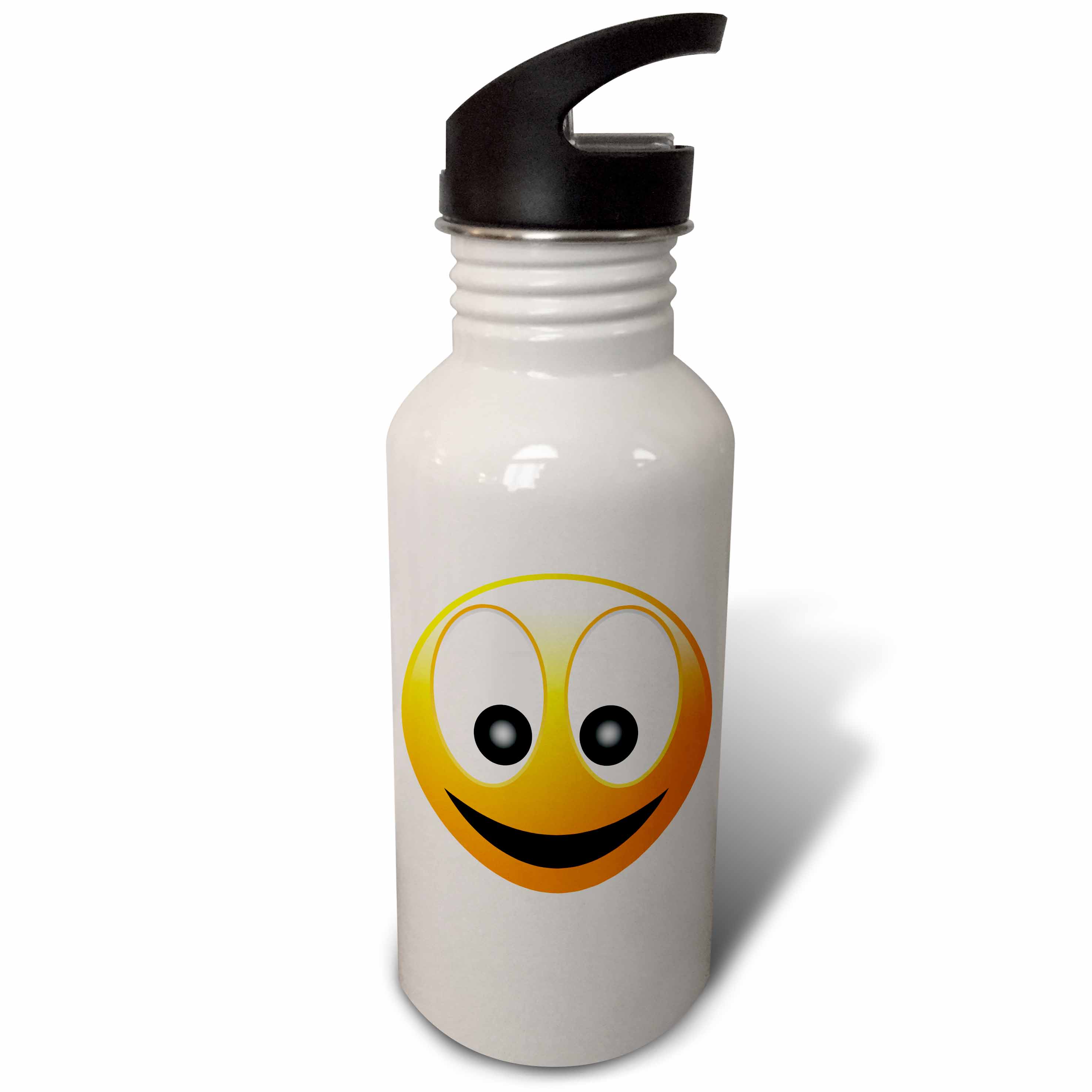 smiling Face 1 a yellow and black happy face with a big smile and huge eyes 21 oz Sports Water Bottle wb-19403-1