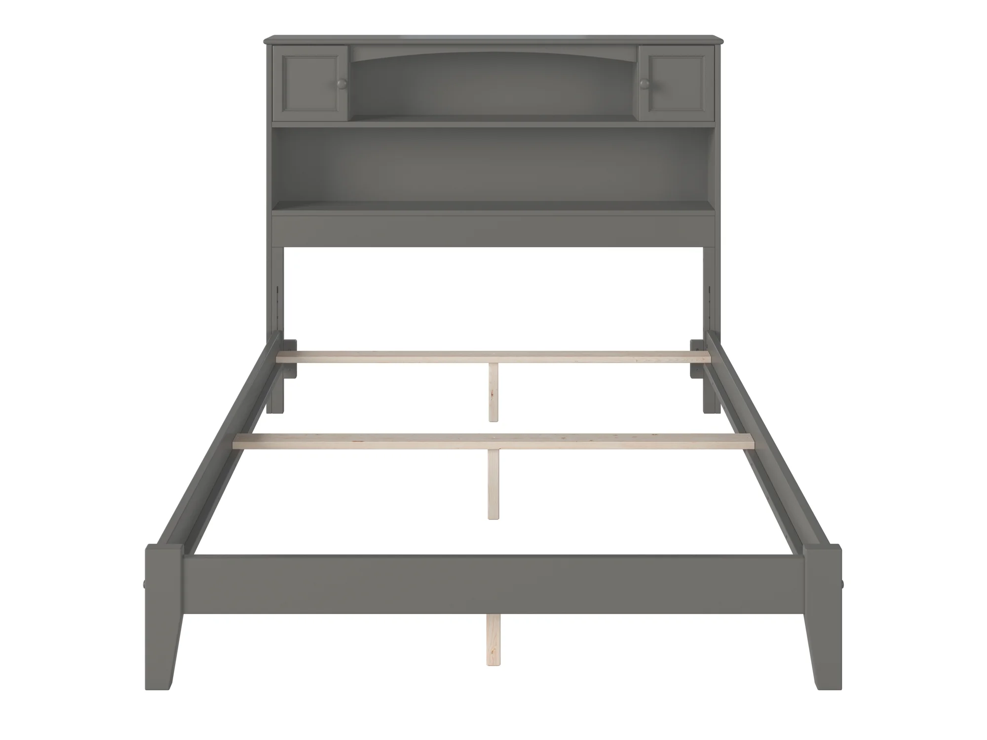 AFI Newport Full Solid Wood Traditional Bed with Storage Headboard in Grey