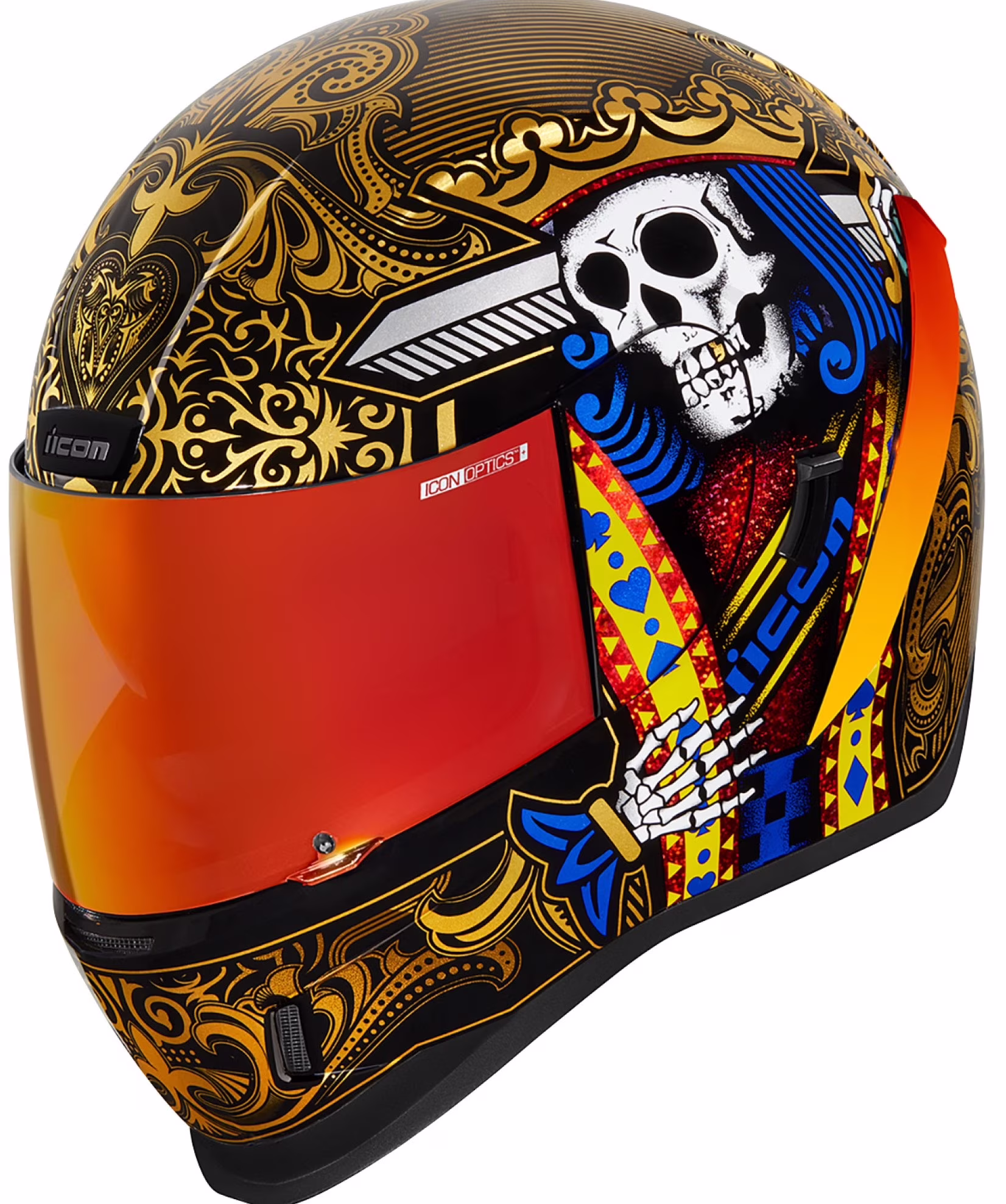 Icon Airform Suicide King Motorcycle Helmet Gold SM