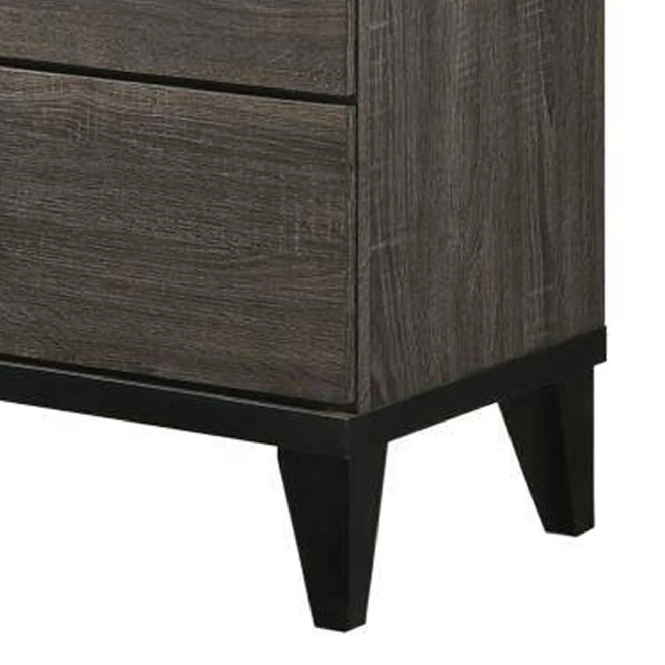 6 Drawer Wooden Dresser with Grains and Angled Legs, Gray
