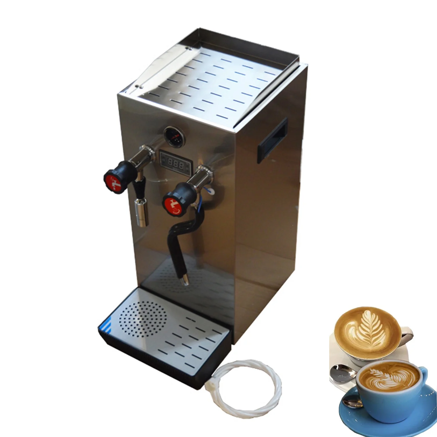 INTBUYING 220V Milk Frother Steam Boiling Water Frothing Machine for Coffee Tea 12L Silver