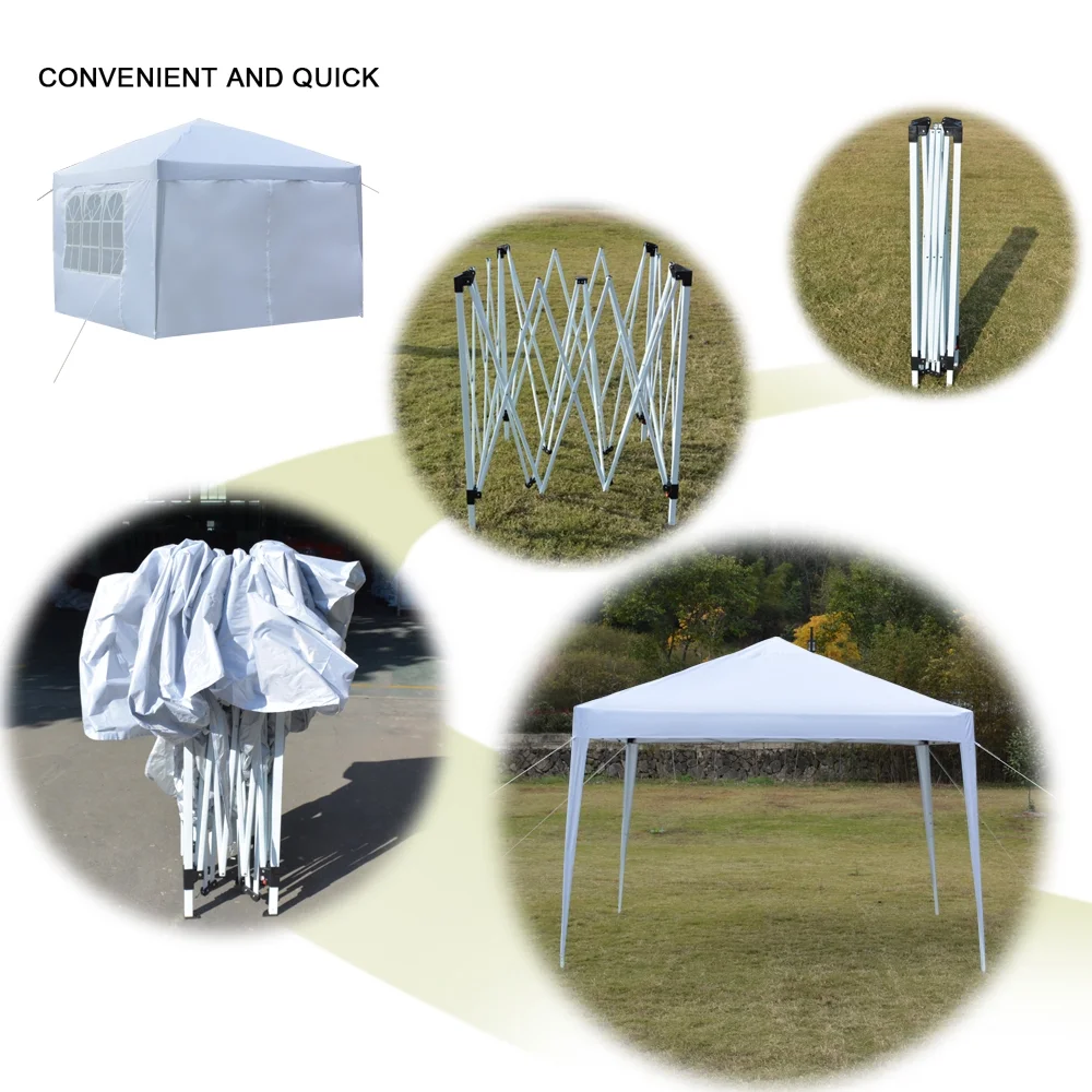 Zimtown 10' x 10' Pop Up Canopy Tent Instant Practical Waterproof Folding Tent w/4 with Carry Bag White