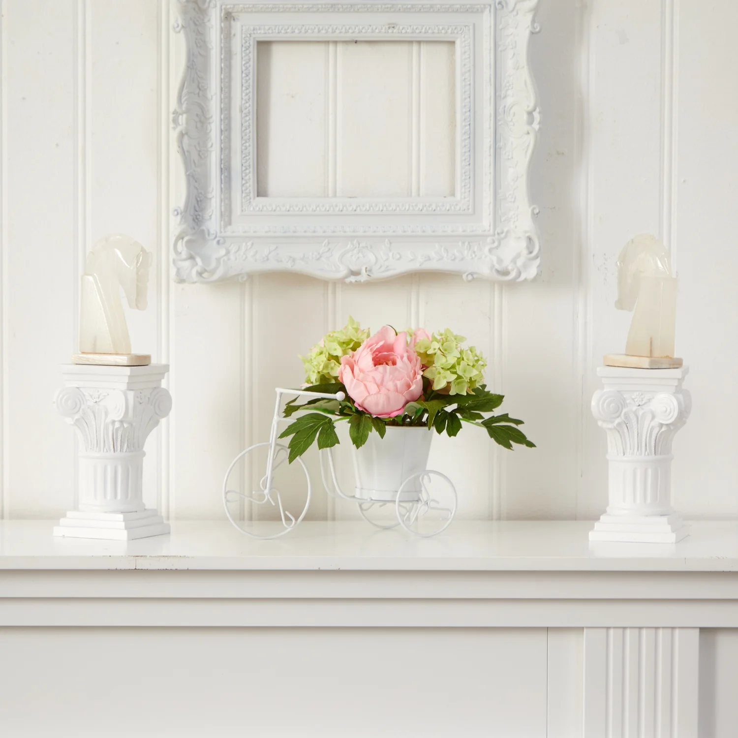 Nearly Natural Peony & Hydrangea Tricycle Artificial Flower Arrangement, Pink