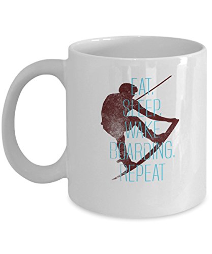 Wakeboarding Coffee Mug - Eat Sleep - Water Sport Gifts -11 Oz Ceramic Cup
