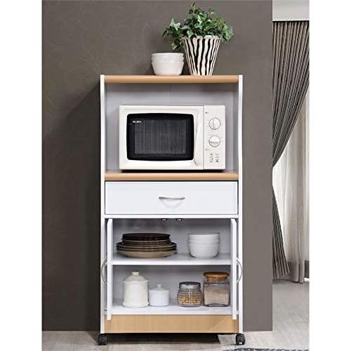 Microwave Kitchen Cart In White