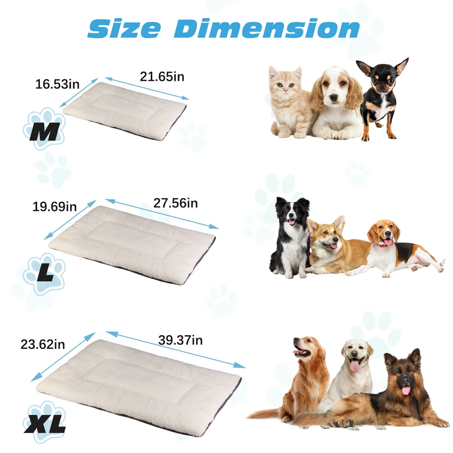 Pet Dog Cat Bed Mat Soft Crate Kennel Pad Washable Anti-Slip Mattress Cushion