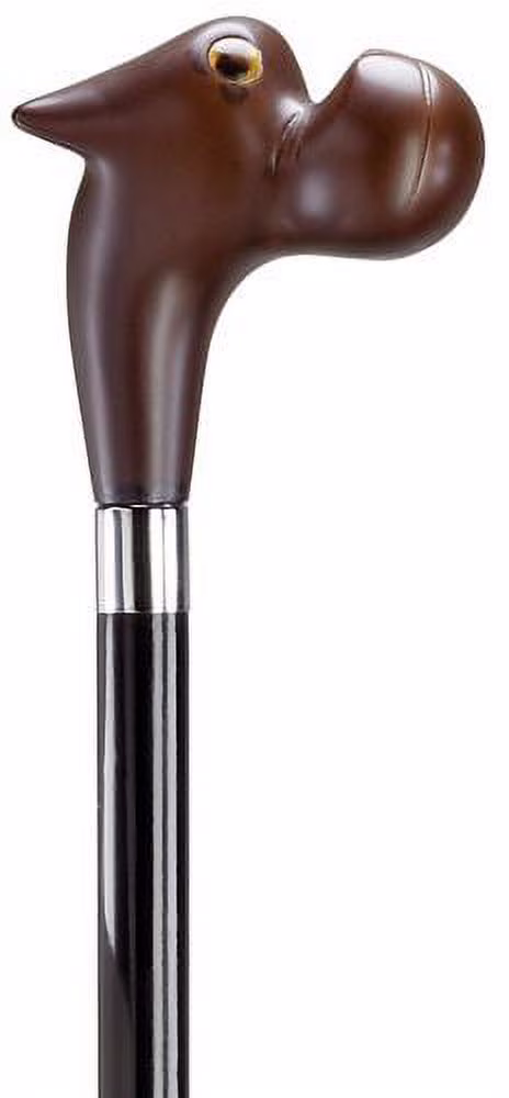 Walking Cane Bull Dog Head with Glass Eye Black Shaft With Brown Handle