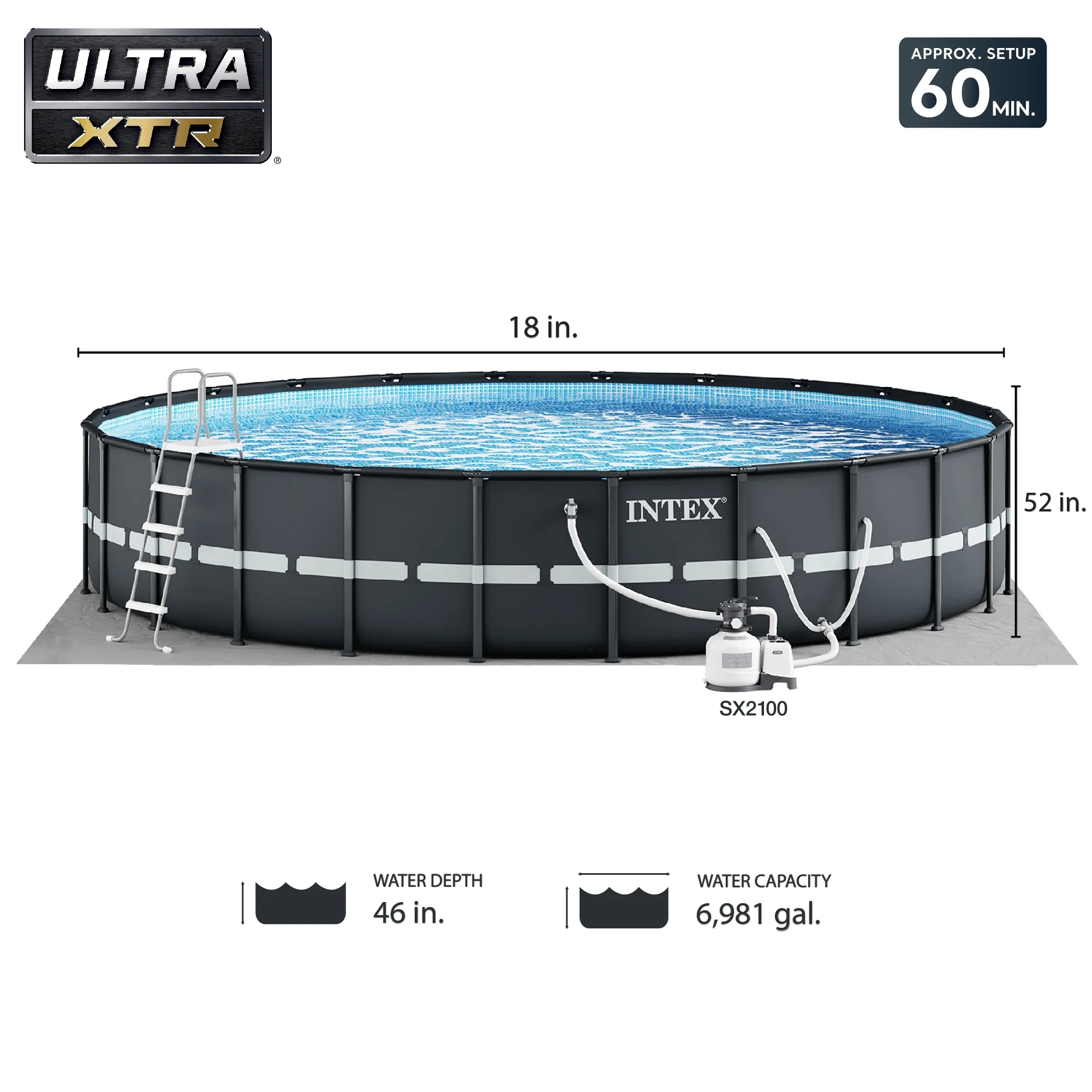 Intex 18Ft x 52In Ultra XTR Frame Above Ground Swimming Pool Set with Pump