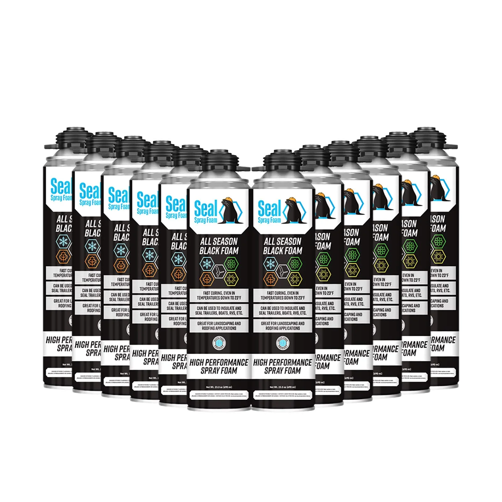 Industrial Products Seal Spray All Season Black Gun Foam - 12/23.3 OZ Cans (1 Case)