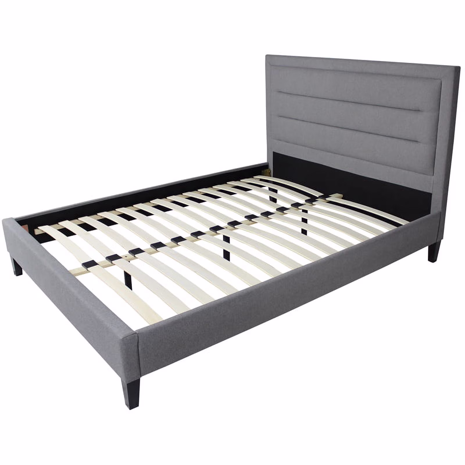 Baxter King Platform Bed Upholstered in Gray Fabric