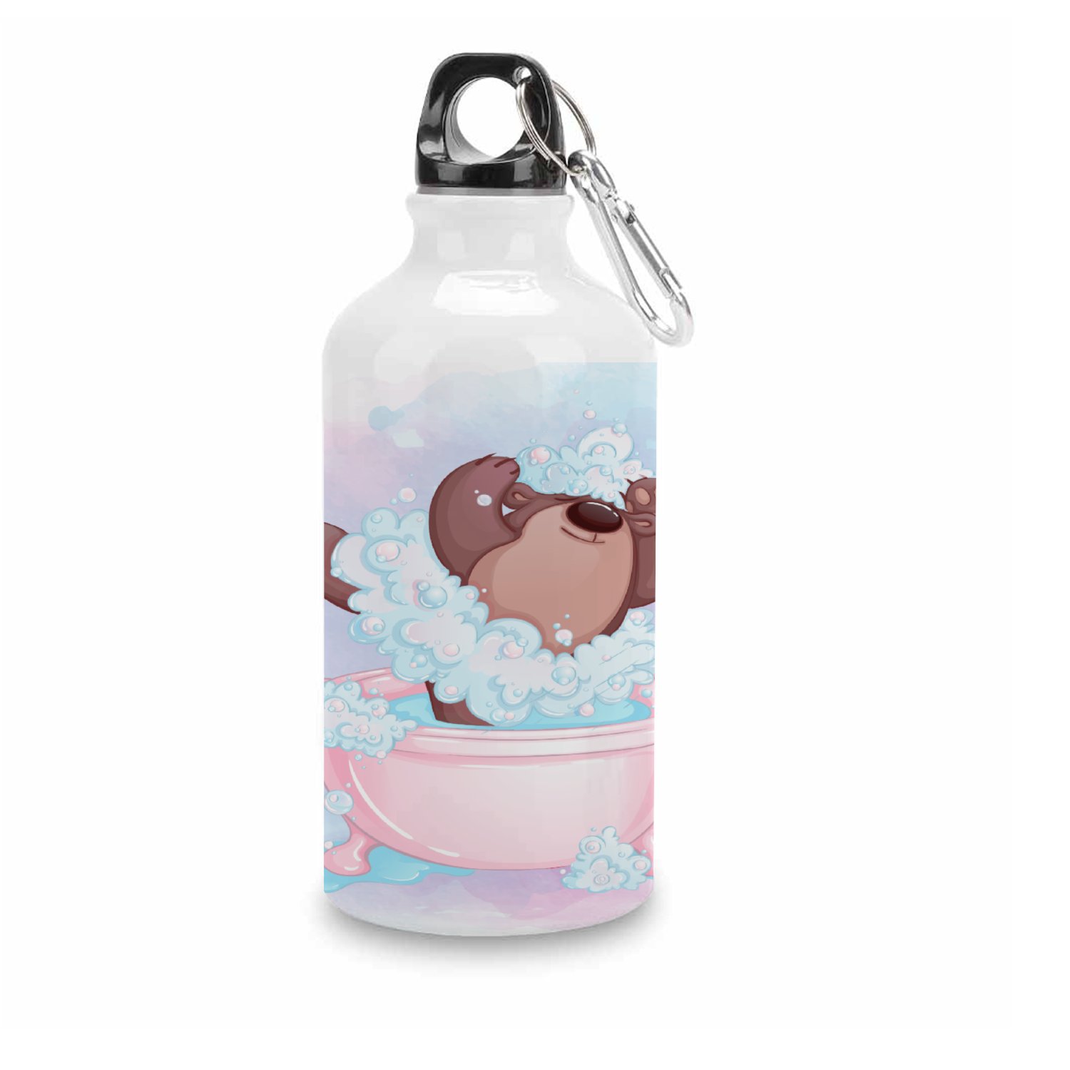 GZHJMY Sports Water Bottles, Bathroom Happy Dancing Bear Large Capacity Aluminium Portable Leakproof Lightweight Drink Bottles for Fitness and Outdoor Enthusiasts