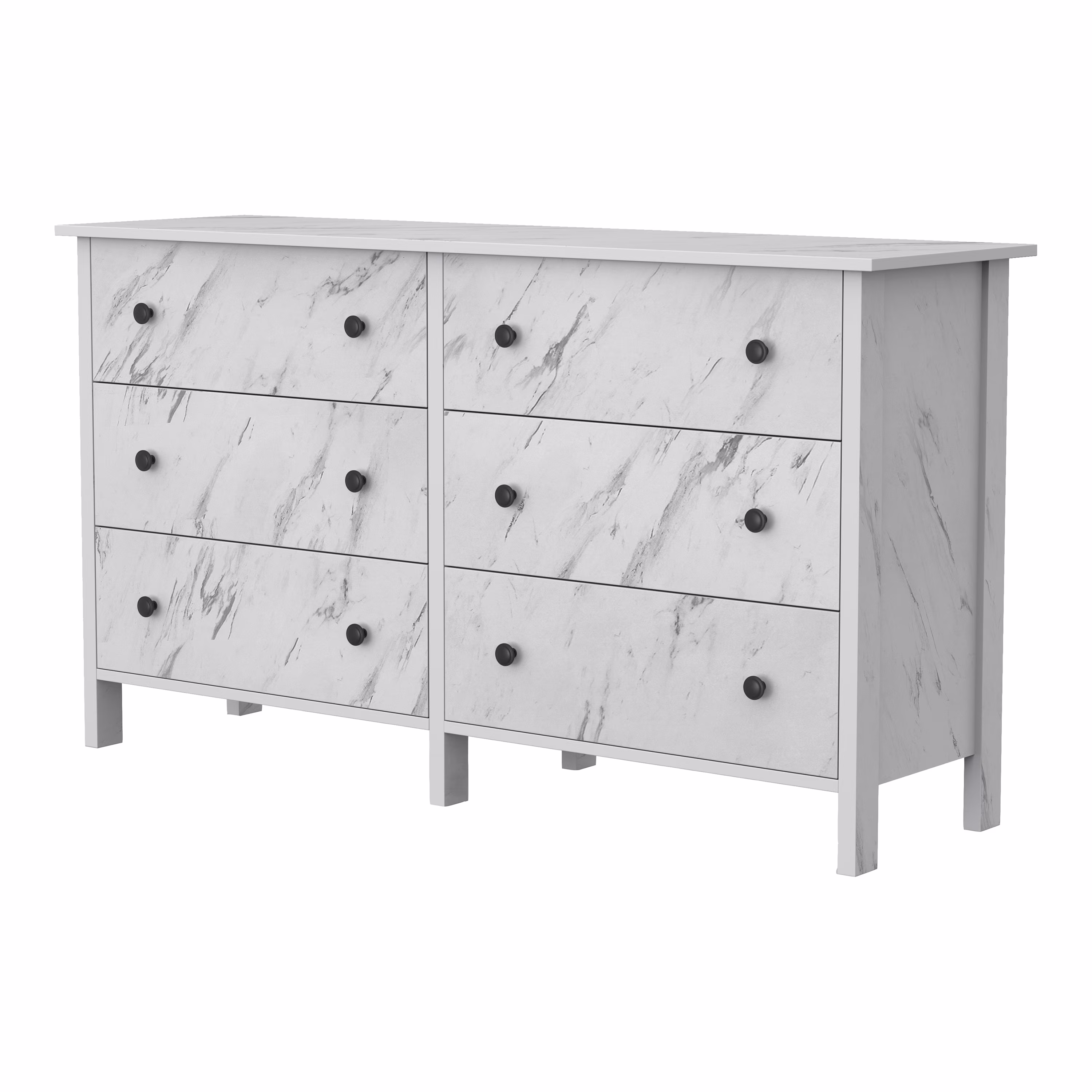Tilde Indoor 6-Drawer Wood Marble Cabinet Dresser for Bedroom by Furniture of America