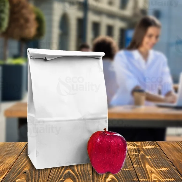 Paper Lunch Bags 16 Lb White Paper Bags 16LB Capacity - Kraft White Paper Bags, Bakery Bags, Candy Bags, Lunch Bags, Grocery Bags, Craft Bags - #16 Large Lunch Paper Bags by EcoQuality (100, #16)
