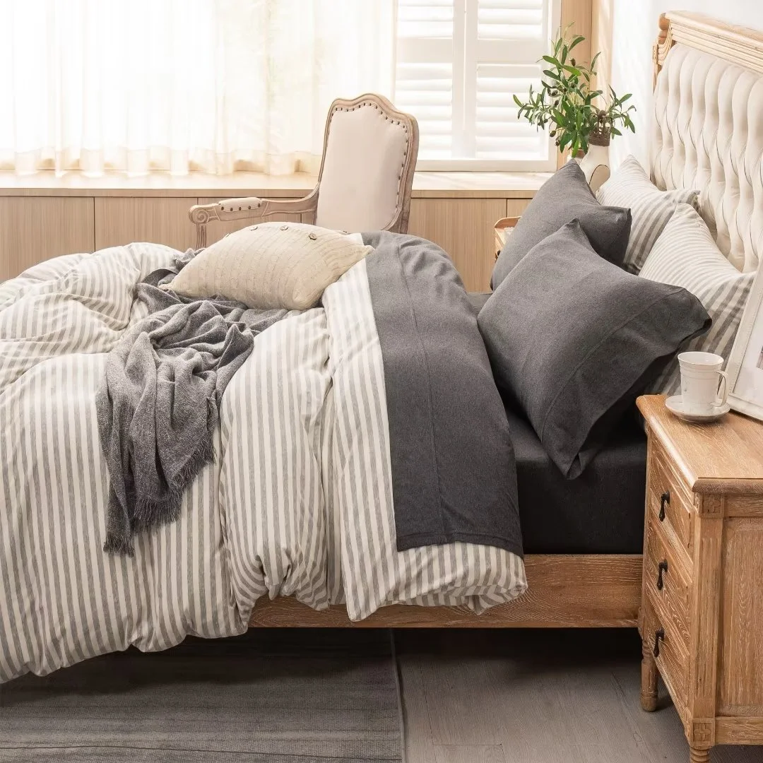 PURE ERA 100% Cotton Jersey Knit 4pc Bed Sheet Set Super Soft Breathable Fits Mattress up to 20