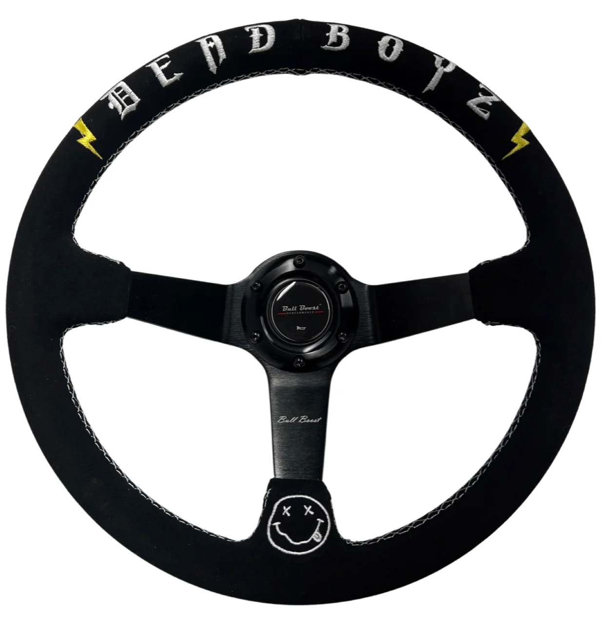 Deadboyz Suede Steering Wheel + Short Hub Adapter Kit For 02-07 Impreza WRX STI Legacy Eclipse Lancer Galant 3000GT