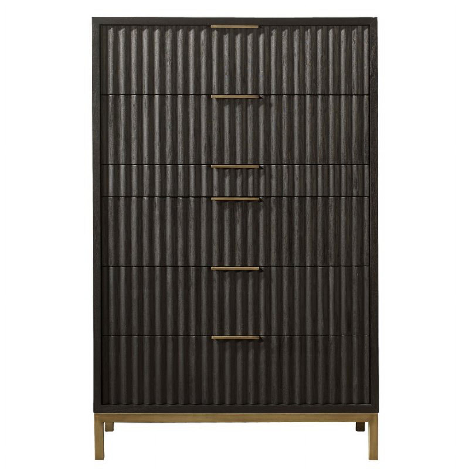 Bowery Hill 6-Drawer Solid/Mahogany Wood Chest in Transparent Black