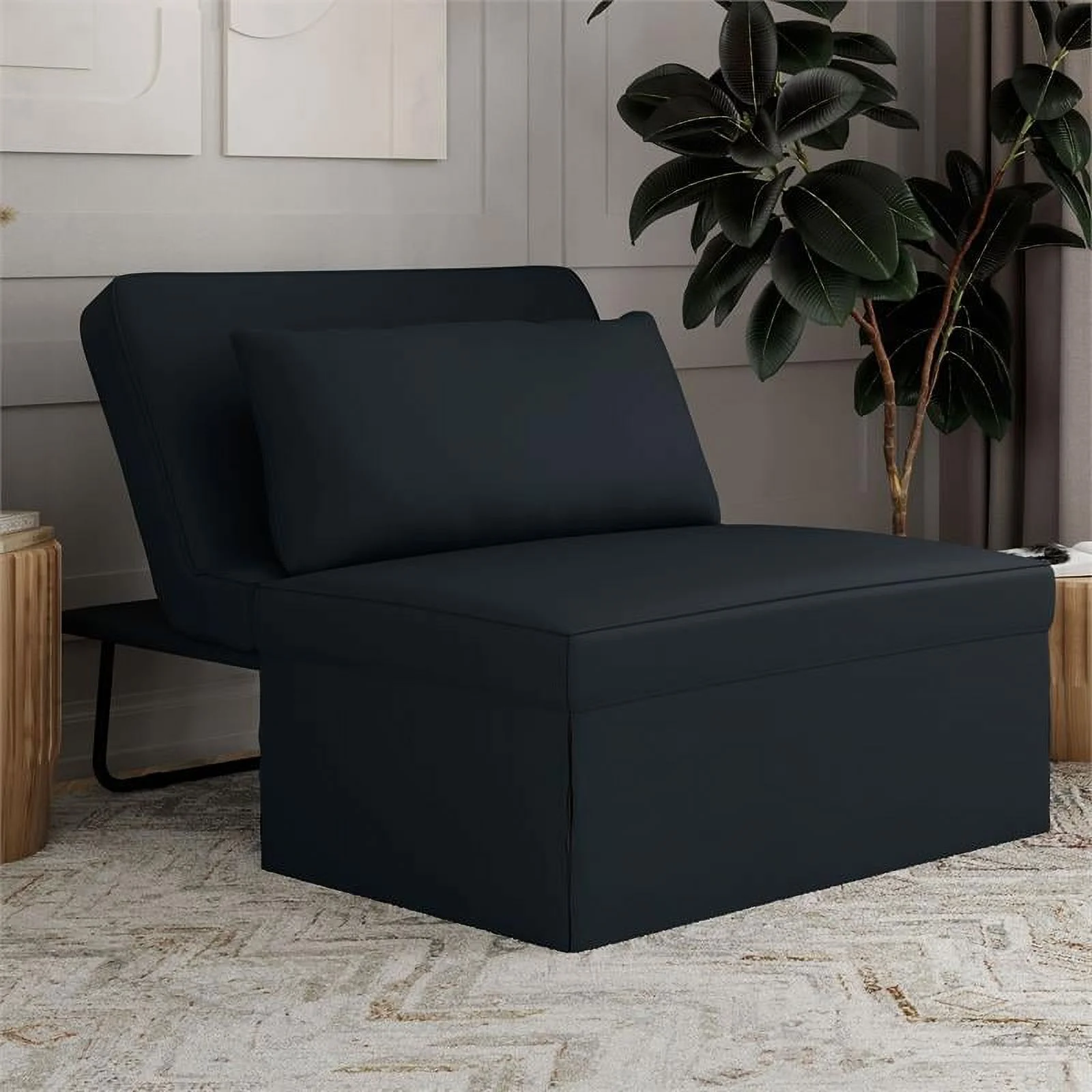 Relax A Lounger Amare Convertible Ottoman in Navy Blue Fabric Upholstery