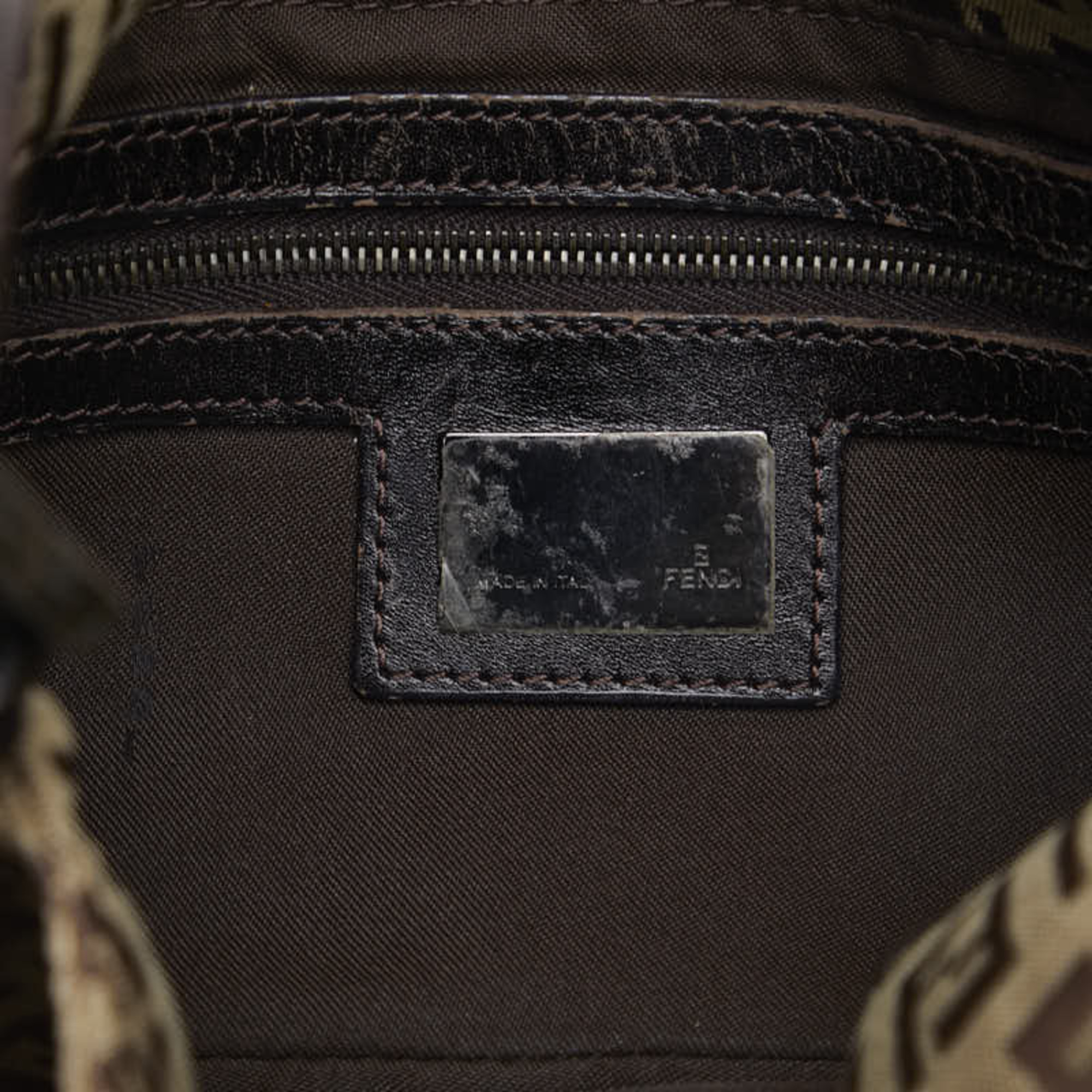 Pre-Owned FENDI Zucchino Mamma Bucket Shoulder Bag 8BR003 Brown Canvas Leather Women's (Fair)