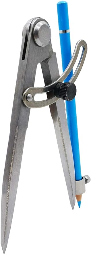 ZLKSKER 6/8/10 inch Professional Woodworking Compass with Pencil Holder & Lockable Wing, Geometry & Drafting Compass for Carpenter (6 inch)