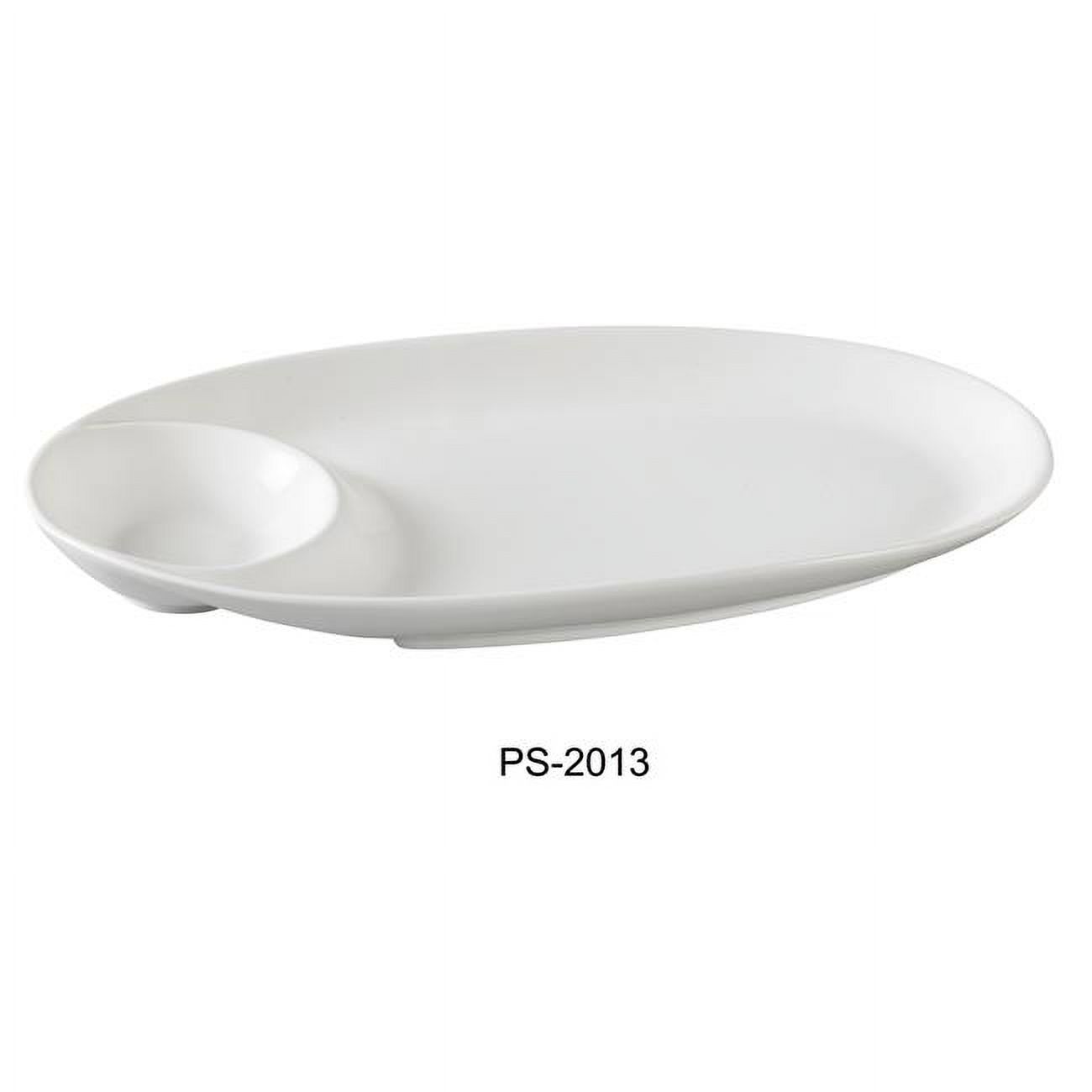 7 x 13.5 in. Porcelain Oval Compartment Plate, Bone White - Pack of 12
