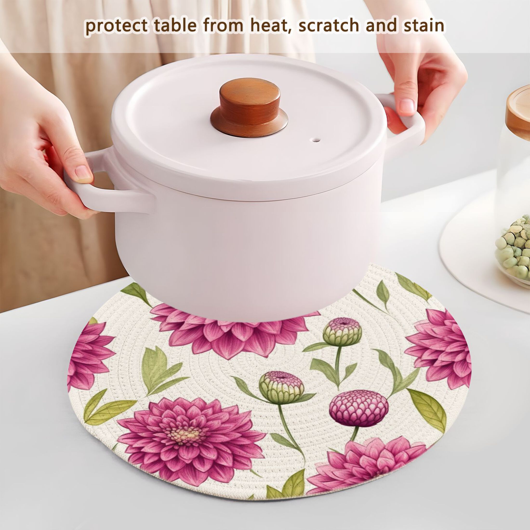 Blooming Flowers 3 PCs Pot Holders Trivets Kitchen 15