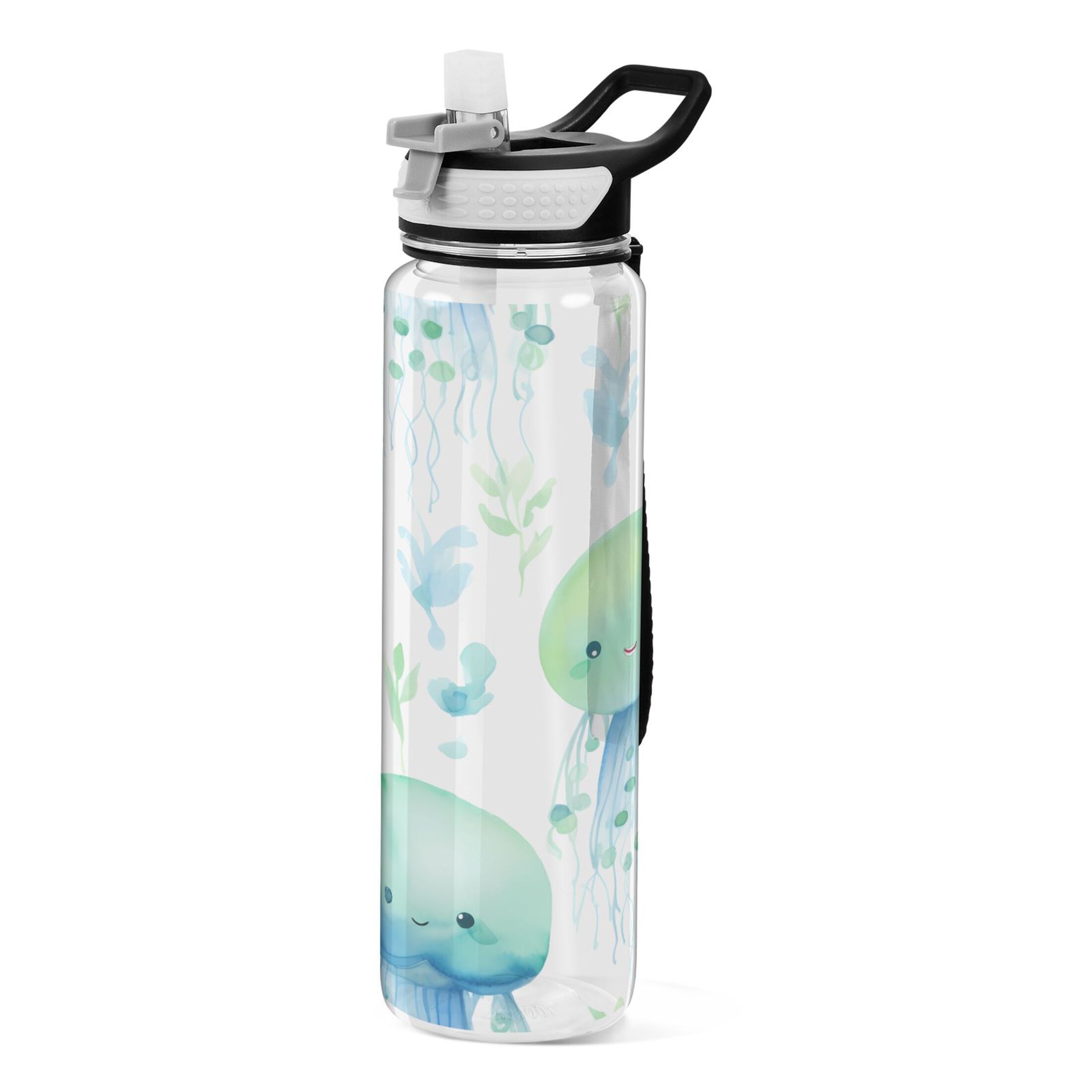 Jellyfishs 32oz Water Bottles with Straw Tritan Leakproof Sports Bottle BPA Free Clear for Fitness Gym Swimming Cycling